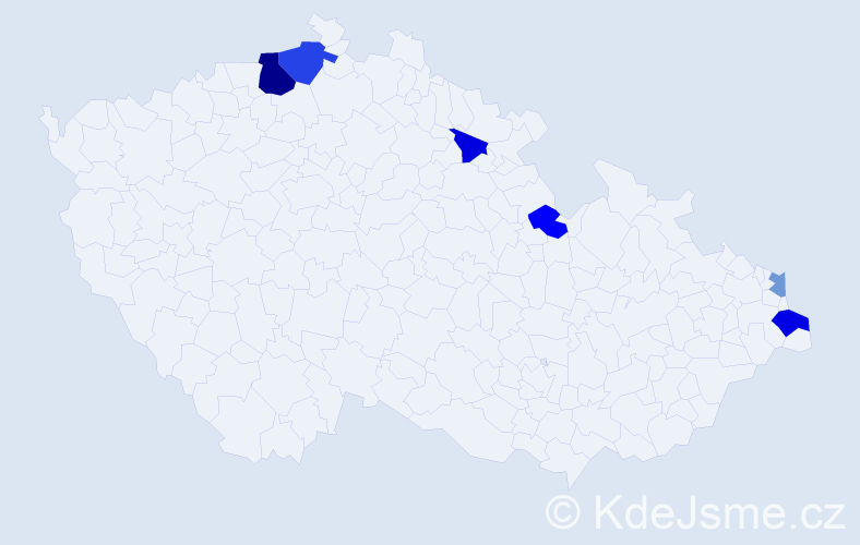Příjmení: 'Kaczynski', počet výskytů 11 v celé ČR
