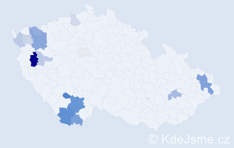 Příjmení: 'Kaboňová', počet výskytů 40 v celé ČR