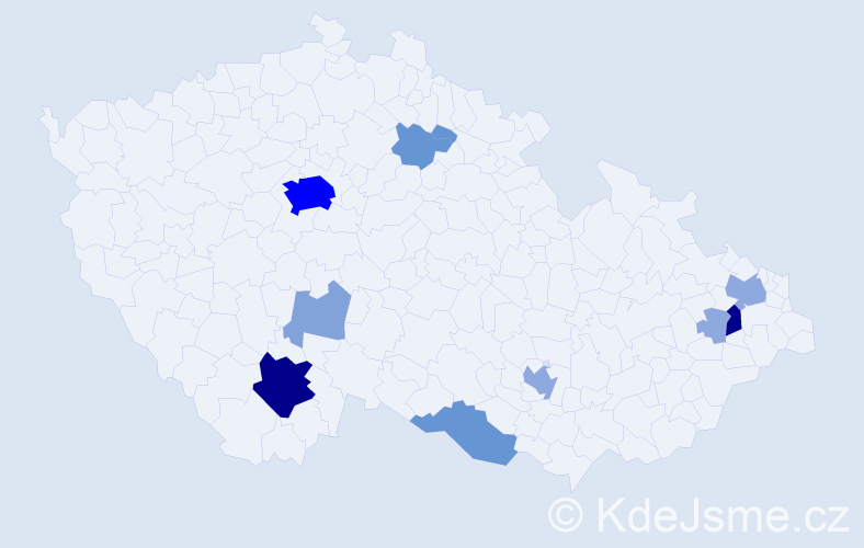 Příjmení: 'Vazdová', počet výskytů 36 v celé ČR
