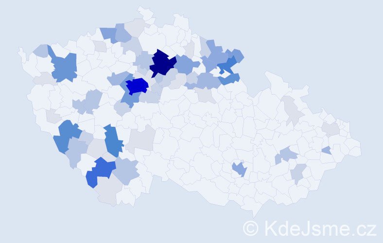 Příjmení: 'Soumar', počet výskytů 232 v celé ČR