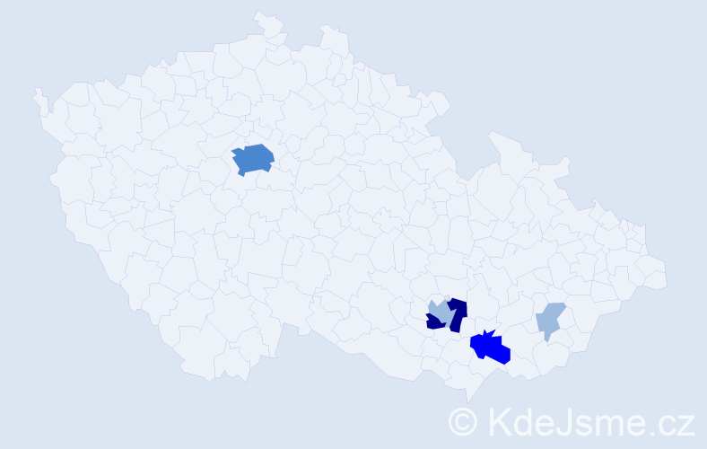 Příjmení: 'Devát', počet výskytů 11 v celé ČR