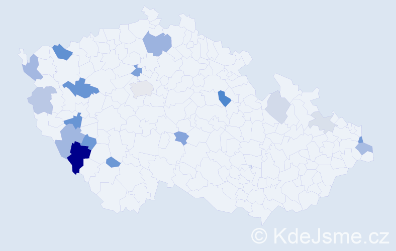 Příjmení: 'Aiznerová', počet výskytů 38 v celé ČR