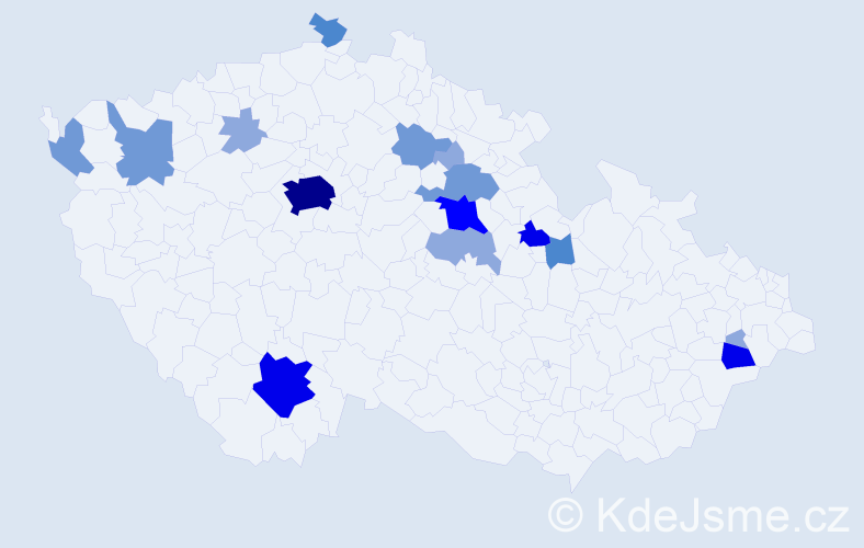 Příjmení: 'Kada', počet výskytů 43 v celé ČR