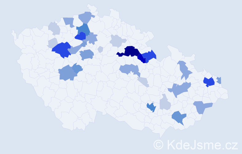 Příjmení: 'Pinka', počet výskytů 101 v celé ČR
