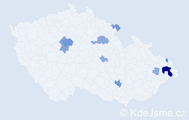 Příjmení: 'Zuščáková', počet výskytů 27 v celé ČR