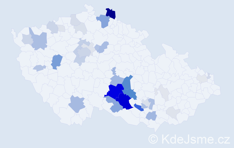 Příjmení: 'Partl', počet výskytů 154 v celé ČR