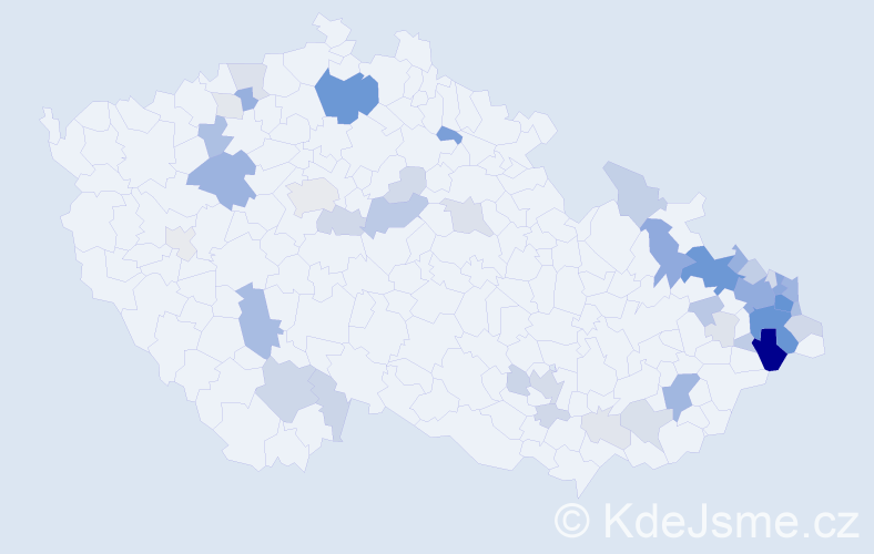 Příjmení: 'Gurecký', počet výskytů 180 v celé ČR
