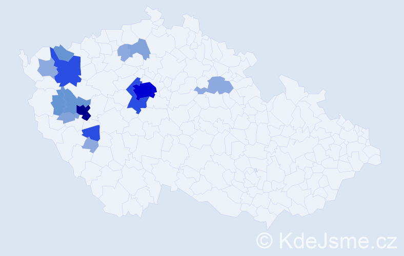 Příjmení: 'Míkovec', počet výskytů 47 v celé ČR