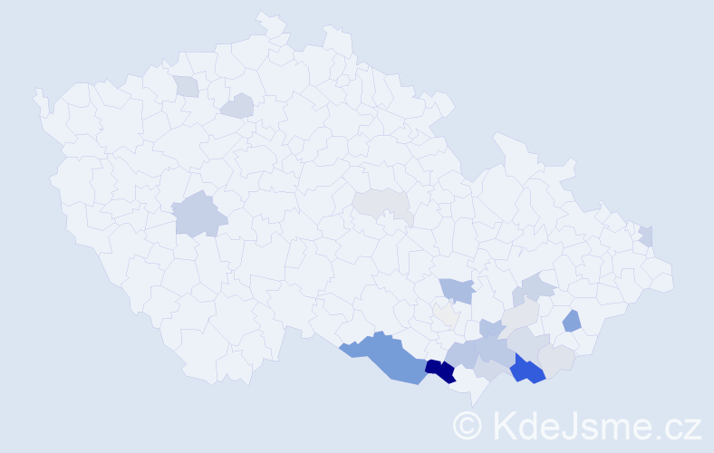 Příjmení: 'Bajková', počet výskytů 66 v celé ČR