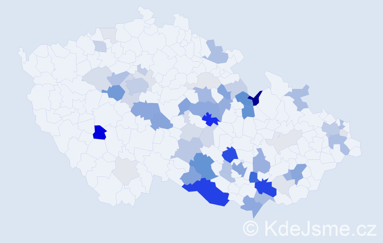 Příjmení: 'Severinová', počet výskytů 198 v celé ČR