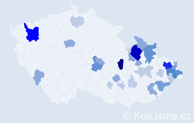 Příjmení: 'Frolo', počet výskytů 90 v celé ČR