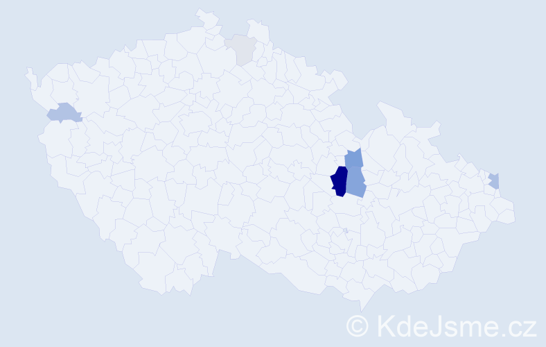 Příjmení: 'Kseňák', počet výskytů 19 v celé ČR
