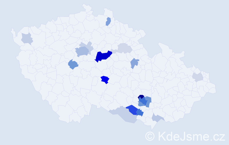 Příjmení: 'Kozdera', počet výskytů 63 v celé ČR