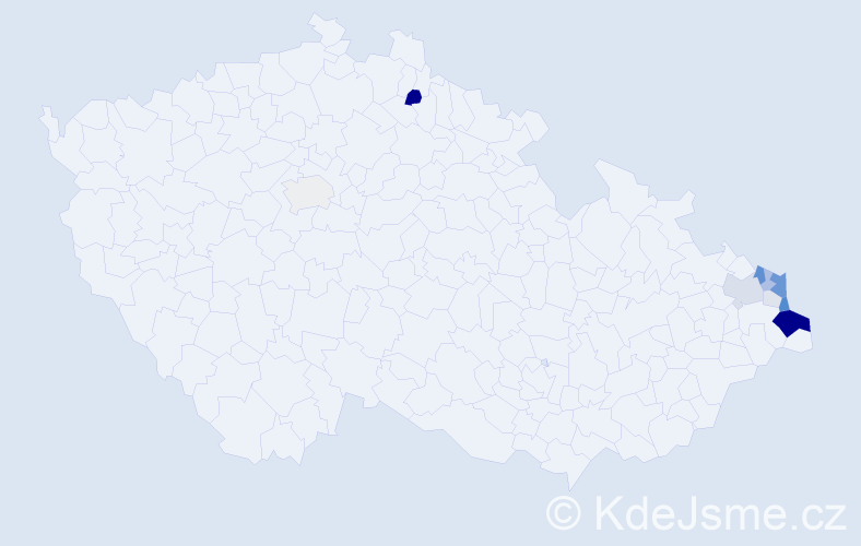 Příjmení: 'Twardziková', počet výskytů 46 v celé ČR