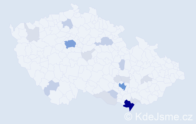 Příjmení: 'Ferbar', počet výskytů 53 v celé ČR