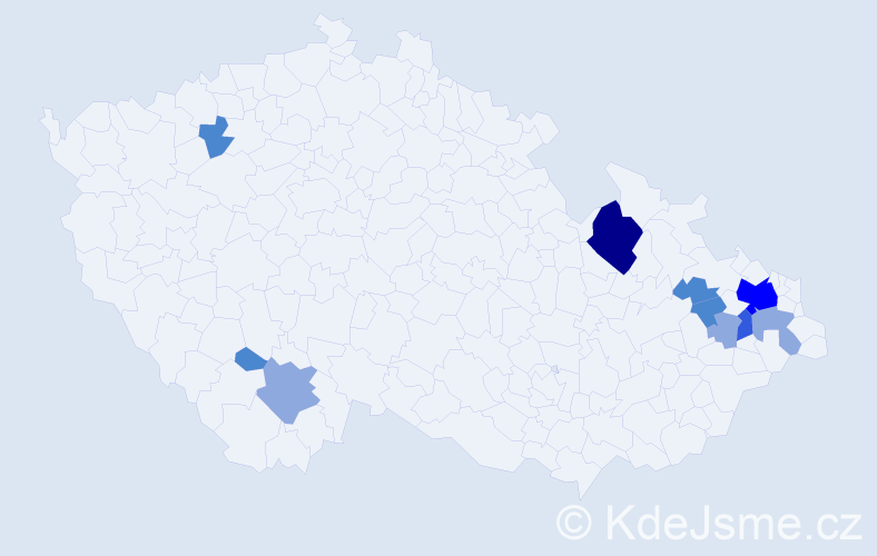 Příjmení: 'Uhráková', počet výskytů 23 v celé ČR