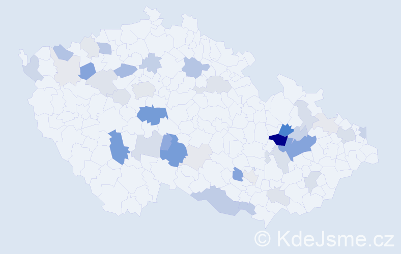 Příjmení: 'Krajcová', počet výskytů 120 v celé ČR