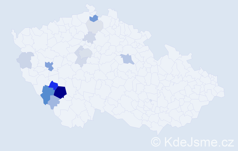 Příjmení: 'Kadaně', počet výskytů 58 v celé ČR