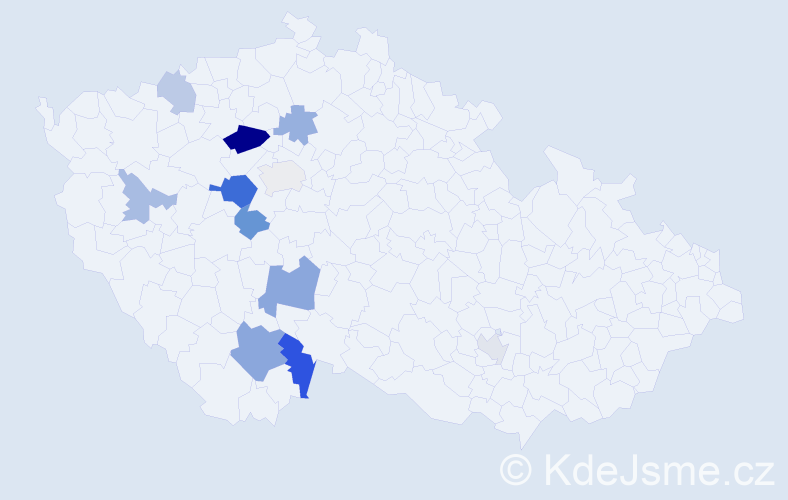 Příjmení: 'Bercha', počet výskytů 22 v celé ČR