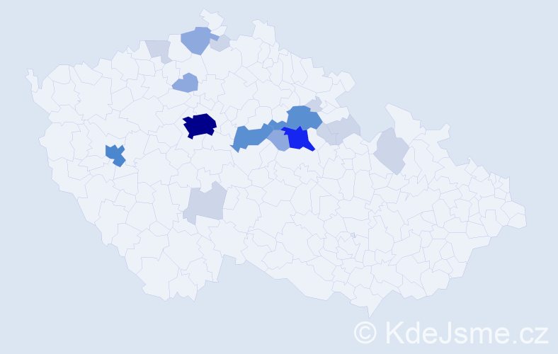 Příjmení: 'Křovák', počet výskytů 56 v celé ČR