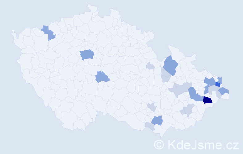 Příjmení: 'Kantorek', počet výskytů 58 v celé ČR