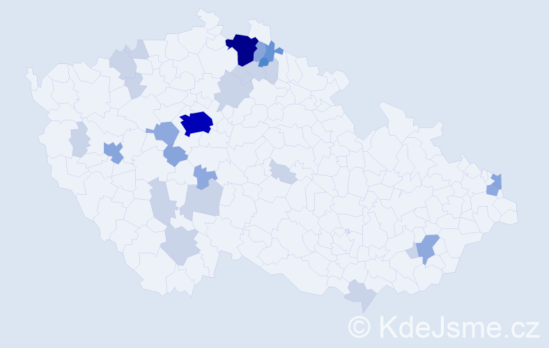 Příjmení: 'Kujanová', počet výskytů 70 v celé ČR