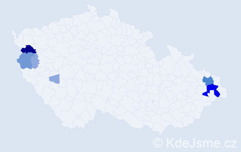 Příjmení: 'Karoly', počet výskytů 22 v celé ČR