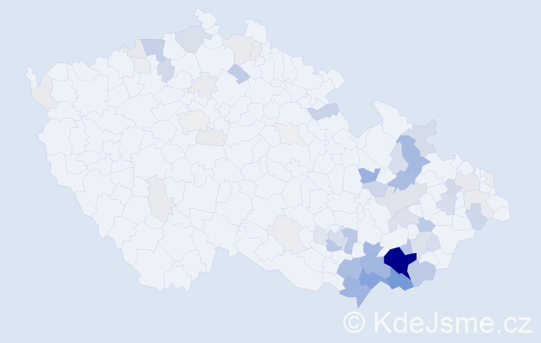 Příjmení: 'Křivák', počet výskytů 280 v celé ČR