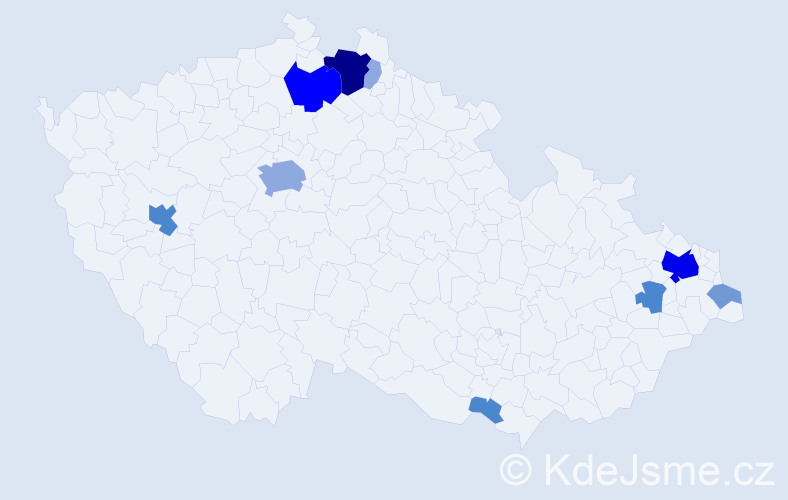 Příjmení: 'Kuc', počet výskytů 28 v celé ČR