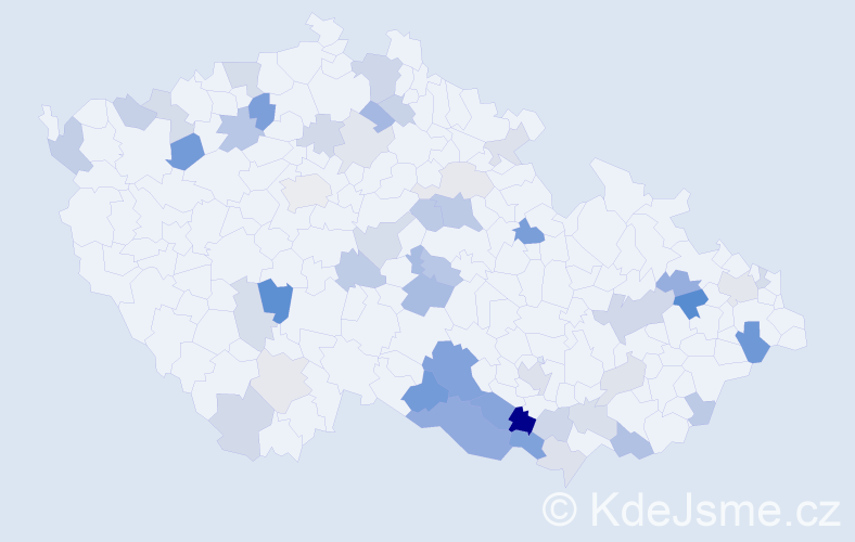 Příjmení: 'Zelenák', počet výskytů 94 v celé ČR