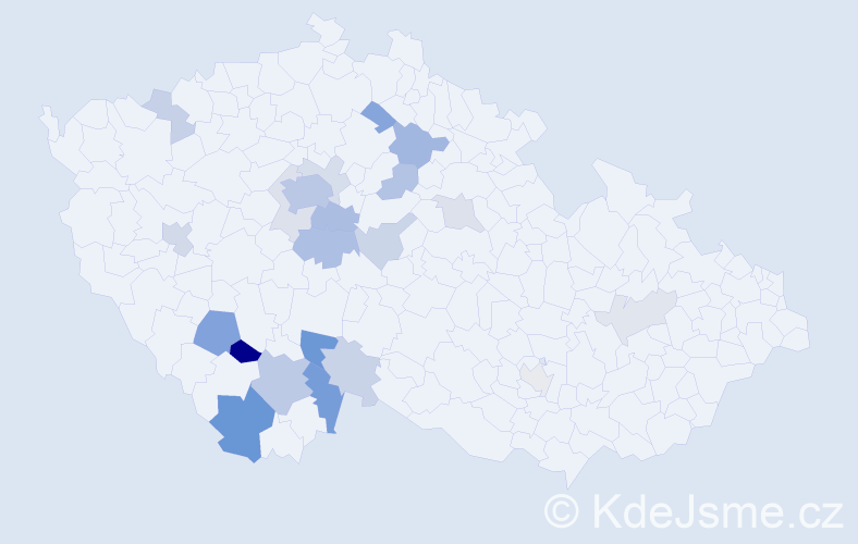 Příjmení: 'Činátlová', počet výskytů 54 v celé ČR