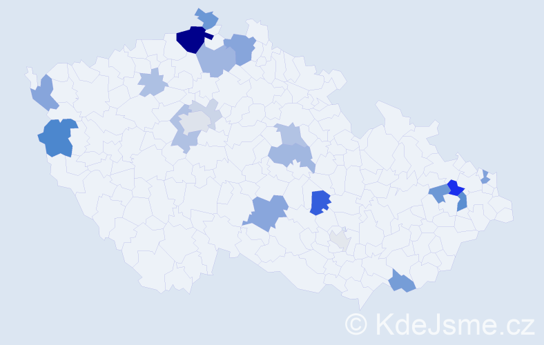 Příjmení: 'Kožár', počet výskytů 54 v celé ČR