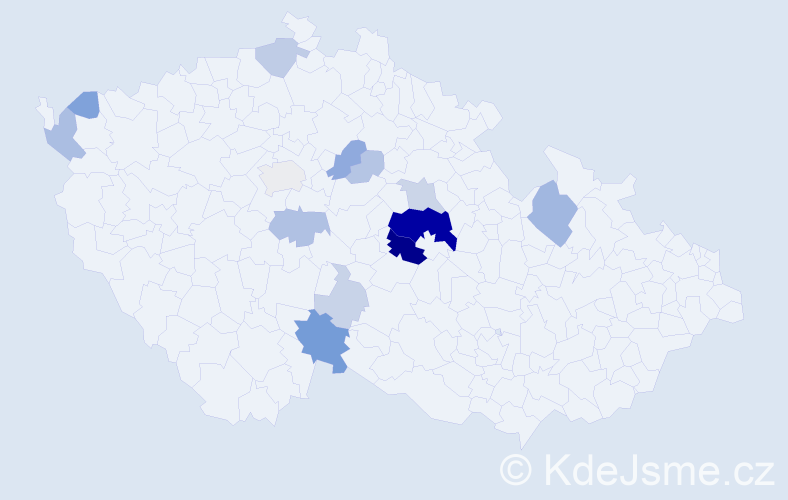 Příjmení: 'Tezner', počet výskytů 47 v celé ČR
