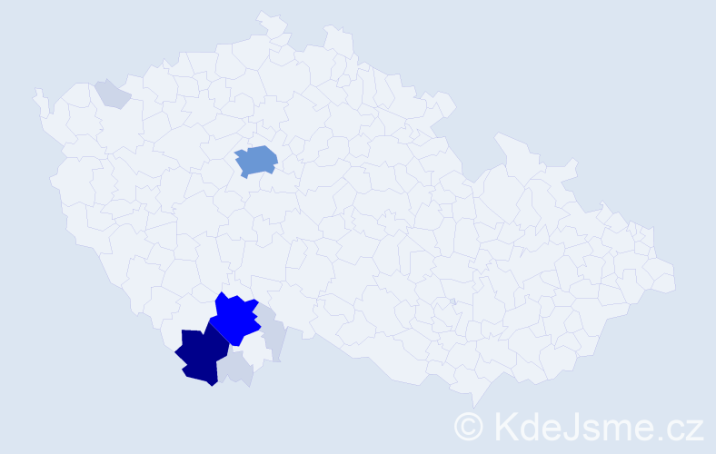 Příjmení: 'Máčová', počet výskytů 33 v celé ČR