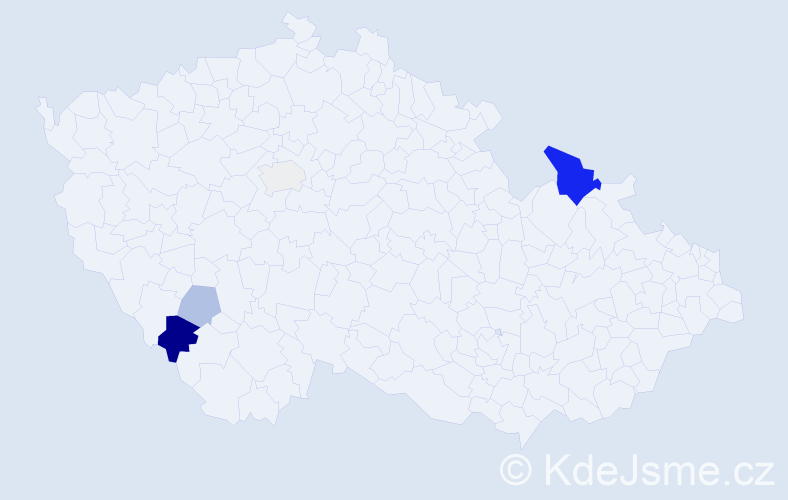 Příjmení: 'Mžigod', počet výskytů 10 v celé ČR