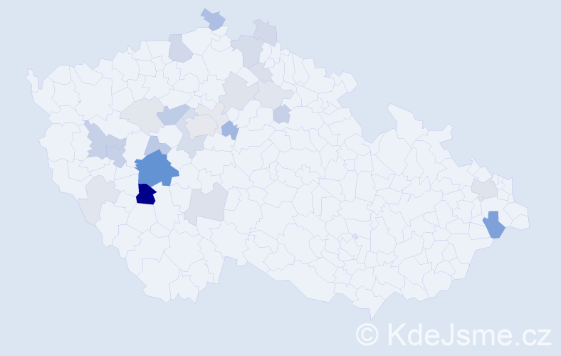 Příjmení: 'Bolinová', počet výskytů 90 v celé ČR
