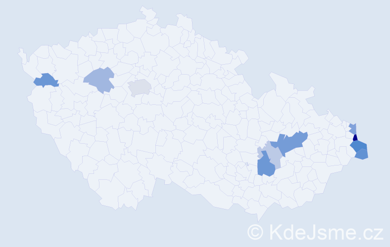 Příjmení: 'Stenchláková', počet výskytů 21 v celé ČR