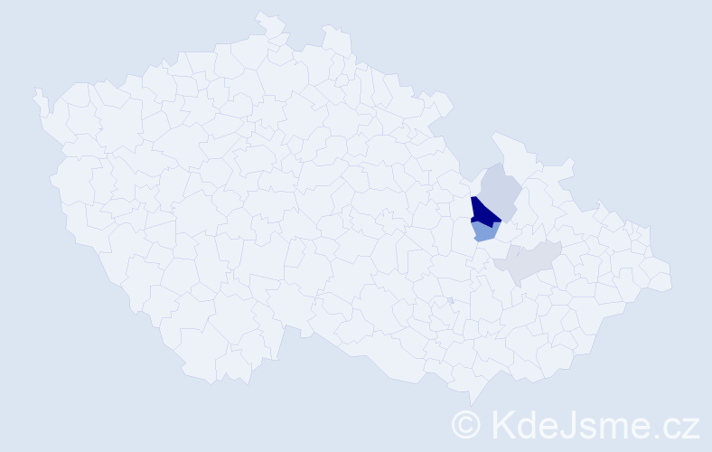 Příjmení: 'Kacele', počet výskytů 10 v celé ČR