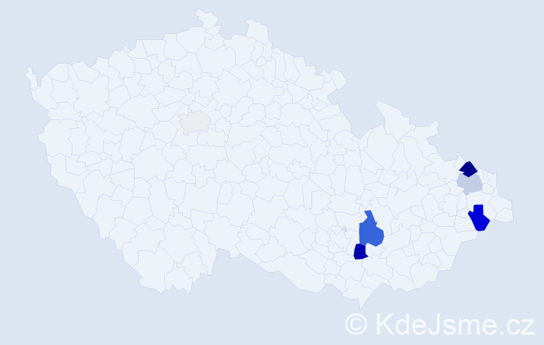 Příjmení: 'Hluchaňová', počet výskytů 14 v celé ČR