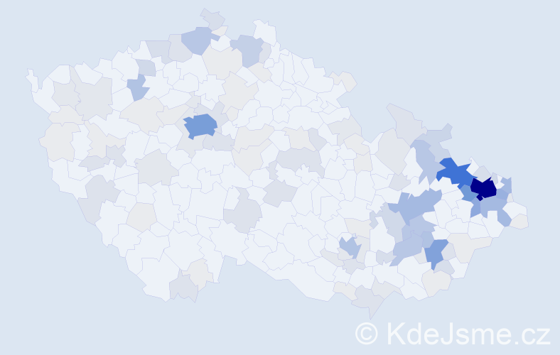 Příjmení: 'Vajdová', počet výskytů 468 v celé ČR
