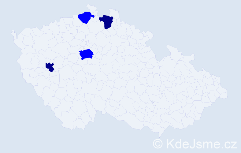 Příjmení: 'Fricková', počet výskytů 6 v celé ČR