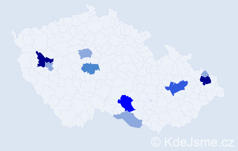Příjmení: 'Micek', počet výskytů 23 v celé ČR