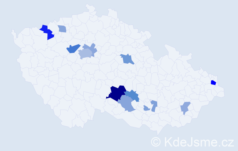 Příjmení: 'Čurilla', počet výskytů 28 v celé ČR
