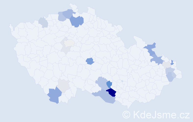 Příjmení: 'Koník', počet výskytů 60 v celé ČR