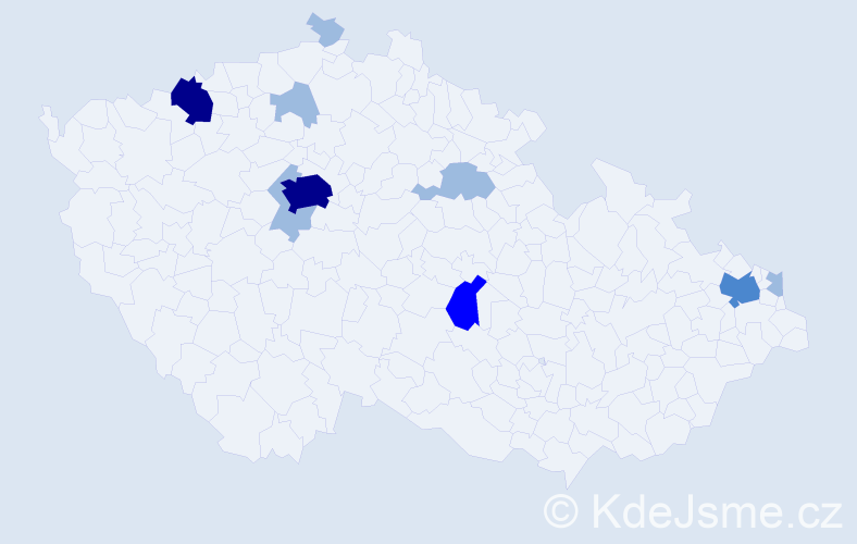 Příjmení: 'Gončar', počet výskytů 18 v celé ČR