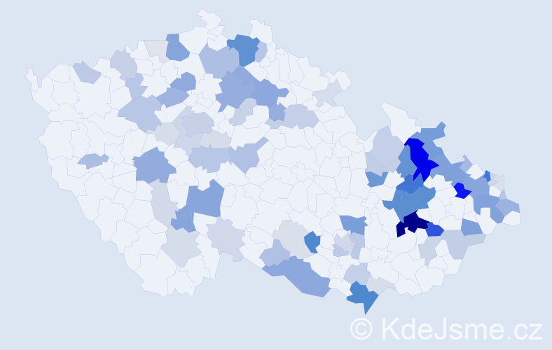 Příjmení: 'Bernát', počet výskytů 243 v celé ČR