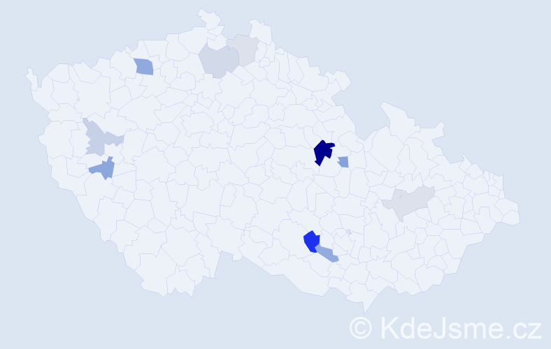 Příjmení: 'Bobelová', počet výskytů 19 v celé ČR
