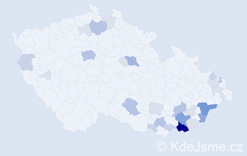 Příjmení: 'Káčer', počet výskytů 86 v celé ČR
