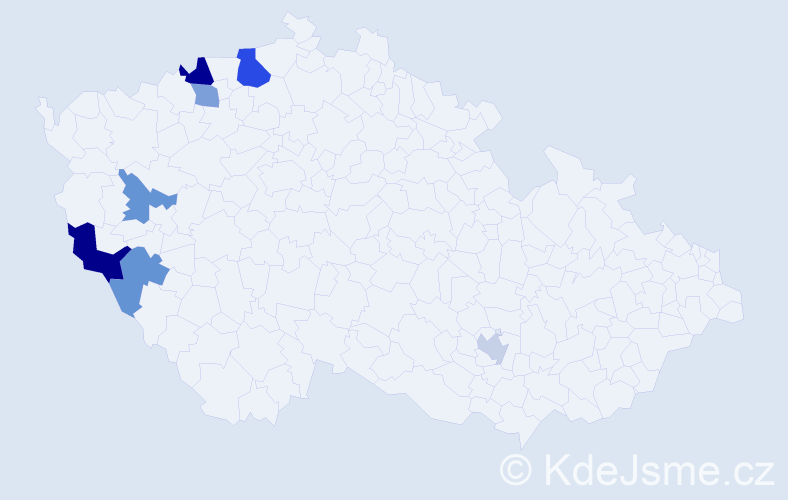 Příjmení: 'Temcsák', počet výskytů 11 v celé ČR