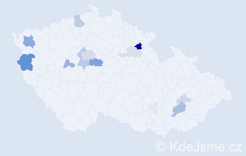 Příjmení: 'Bardon', počet výskytů 31 v celé ČR